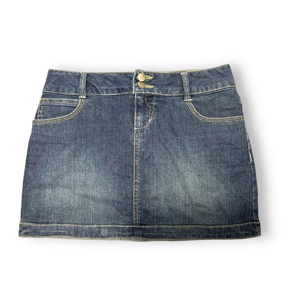 Y2K SO Wear It Declare It Denim Mini Skirt Size 5 - Picture 2 of 8